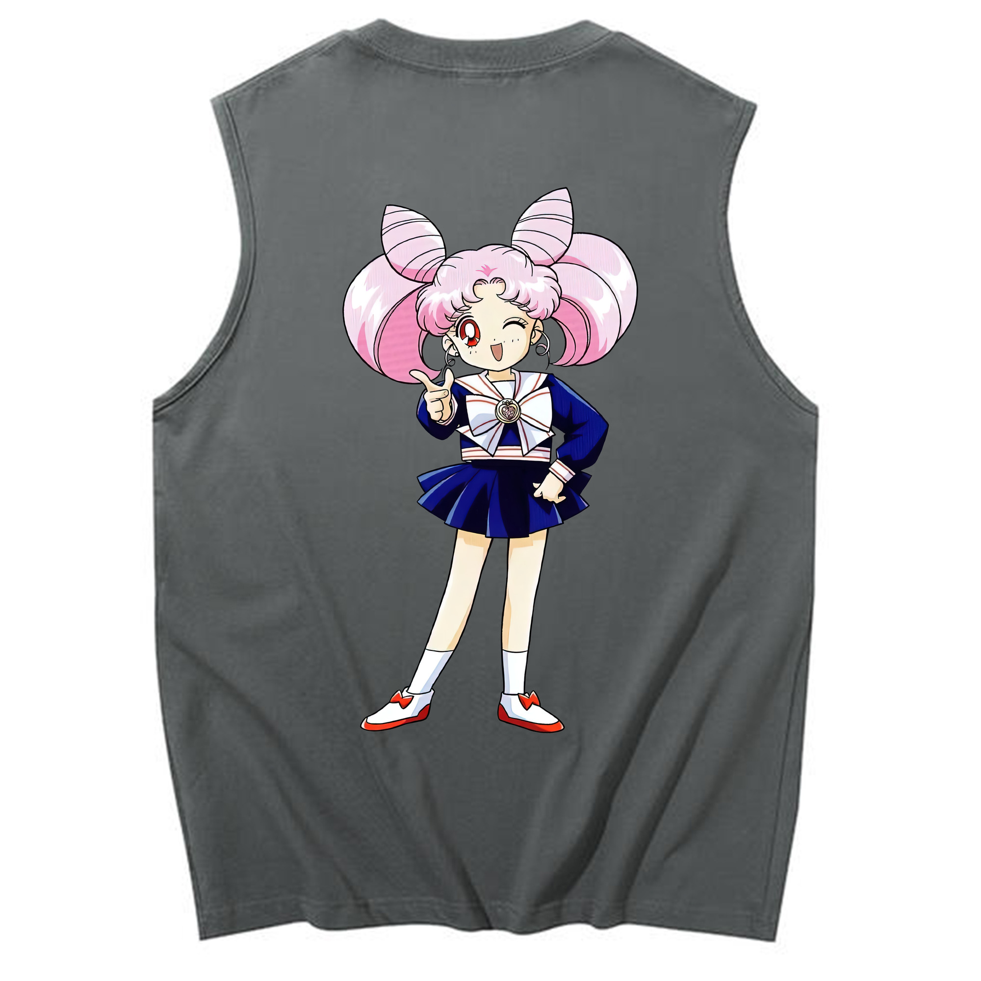 （画像用） 美少女戦士セーラームーン ちびうさ Sailor Moon Chibiusa Tsukino Usagi Small Lady Serenity コットン100％タンクトップ（背面プリント）